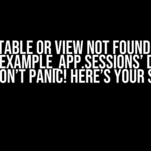 Base Table or View Not Found: 1146 Table ‘example_app.sessions’ Doesn’t Exist? Don’t Panic! Here’s Your Solution